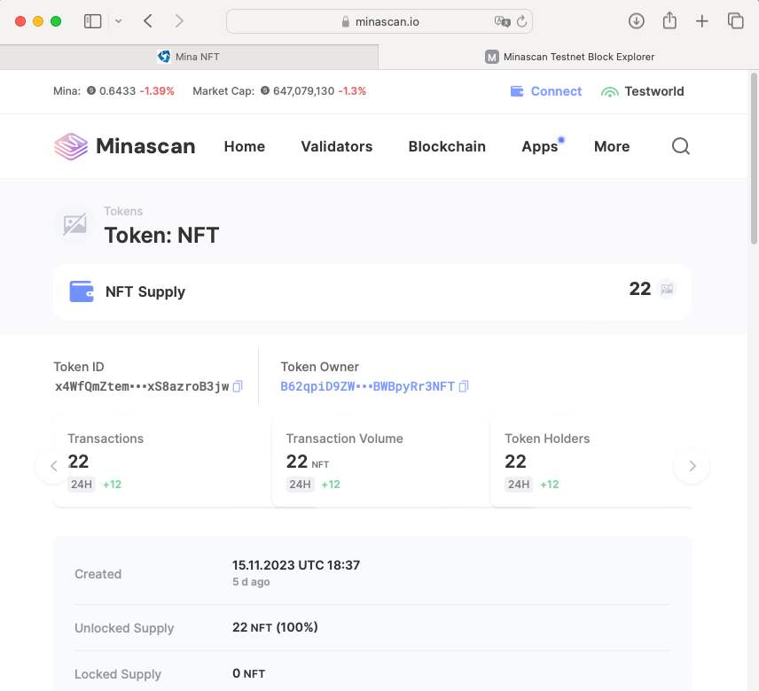 NFT Blockchain Explorer Screenshot